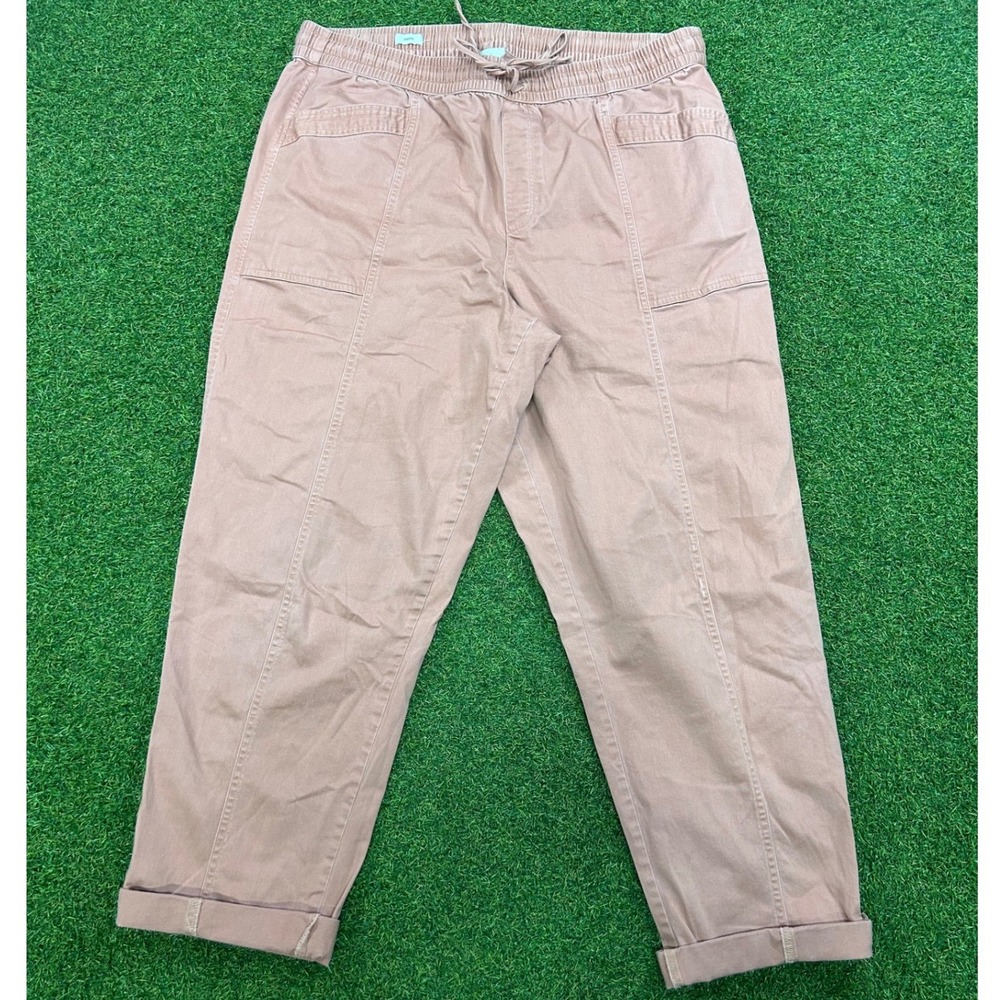 Lou & Grey Outlet Women XL Rose Clay Elastic Waist Utility Cuffed Cargo Pants